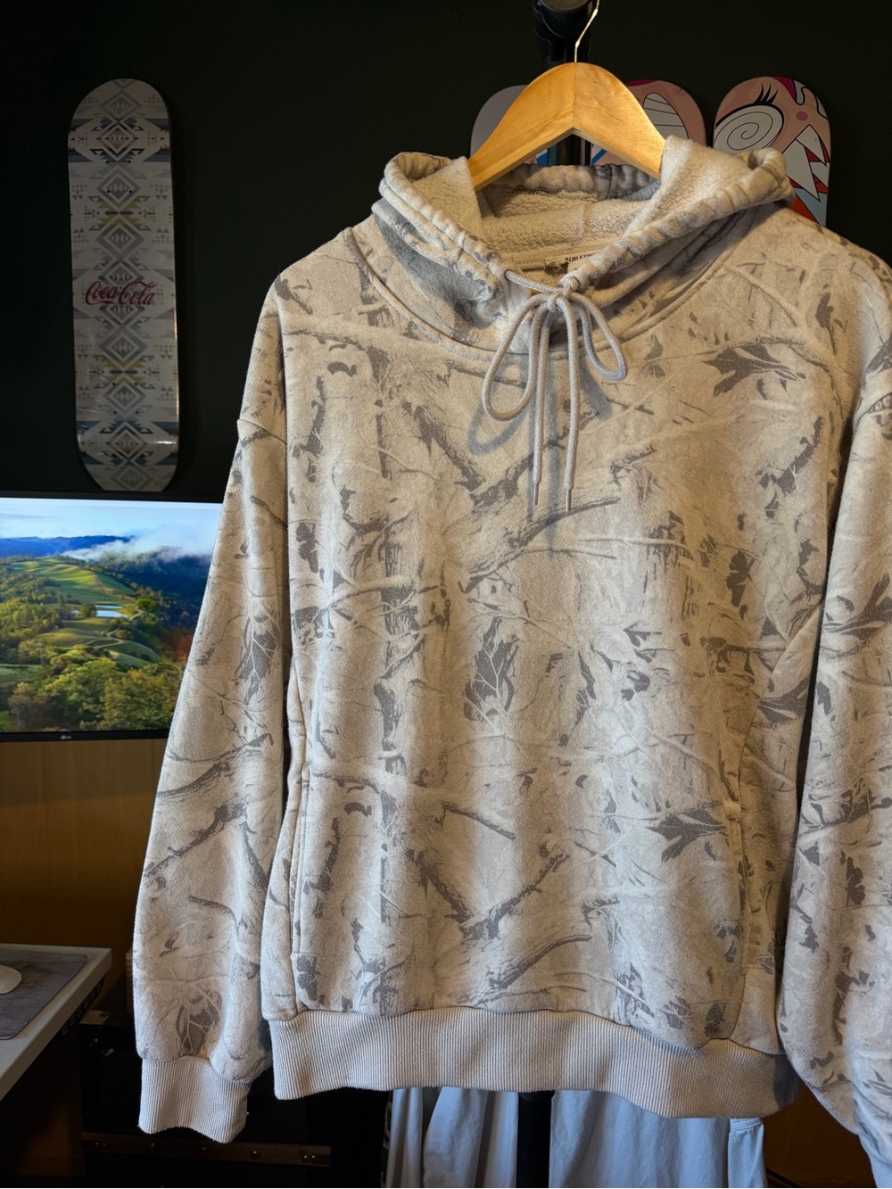 Snow Camo Camouflage SWS Athletics Pullover Oversized Comfy Hoodie- Large